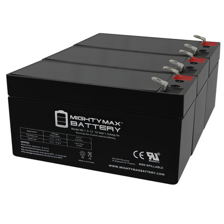 Mighty Max Battery 12V 1.3Ah SLA Battery Replaces Revco Scientific Freezer - 3 Pack ML1.3-12MP313227